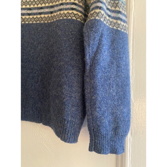 Vintage 90's Y2K Eddie Bauer Fair Isle Wool Sweater Mock Neck Women's Size S - Picture 7 of 14